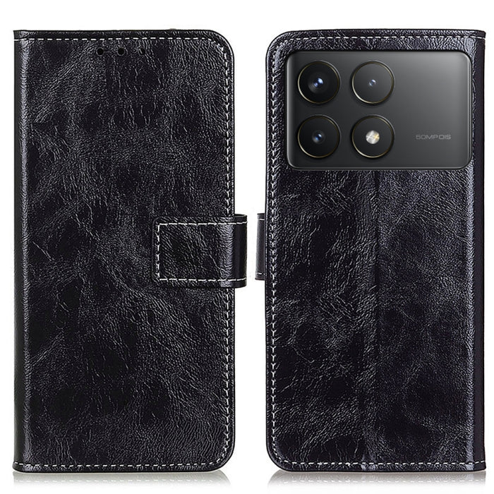 Estuche para teléfono de cuero con tapa horizontal y textura de caballo loco retro, For Xiaomi Poco F6 / Redmi Turbo 3, For Xiaomi Poco F6 Pro, For Xiaomi Redmi K70 5G / K70 Pro 5G, For Xiaomi Redmi Note 13 Pro 4G/Poco M6 Pro 4G, For Xiaomi Redmi A3   ...