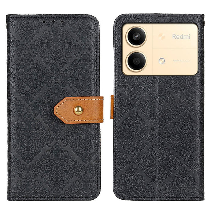 Estuche para teléfono de cuero con tapa en relieve floral europeo, For Xiaomi Poco F6 / Redmi Turbo 3, For Xiaomi Poco F6 Pro, For Xiaomi Redmi K70 5G / K70 Pro 5G, For Xiaomi Redmi Note 13 Pro 4G/Poco M6 Pro 4G, For Xiaomi Redmi A3, For Xiaomi Redmi 1...