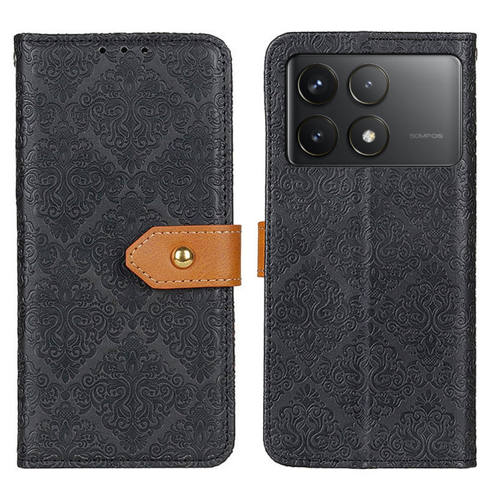 Estuche para teléfono de cuero con tapa en relieve floral europeo, For Xiaomi Poco F6 / Redmi Turbo 3, For Xiaomi Poco F6 Pro, For Xiaomi Redmi K70 5G / K70 Pro 5G, For Xiaomi Redmi Note 13 Pro 4G/Poco M6 Pro 4G, For Xiaomi Redmi A3, For Xiaomi Redmi 1...