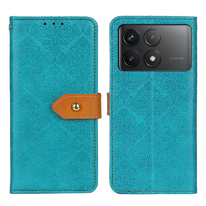 Estuche para teléfono de cuero con tapa en relieve floral europeo, For Xiaomi Poco F6 / Redmi Turbo 3, For Xiaomi Poco F6 Pro, For Xiaomi Redmi K70 5G / K70 Pro 5G, For Xiaomi Redmi Note 13 Pro 4G/Poco M6 Pro 4G, For Xiaomi Redmi A3, For Xiaomi Redmi 1...