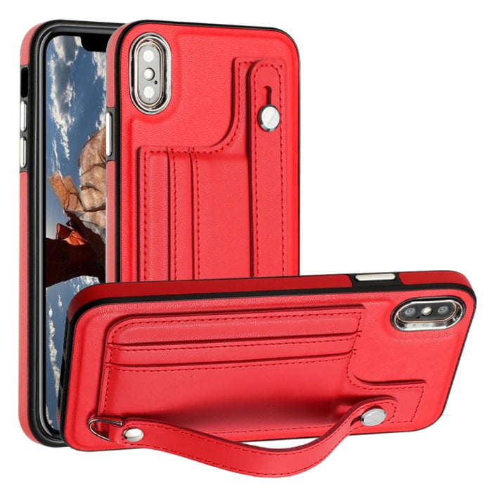 Estuche para teléfono de cuero a prueba de golpes con correa para la muñeca