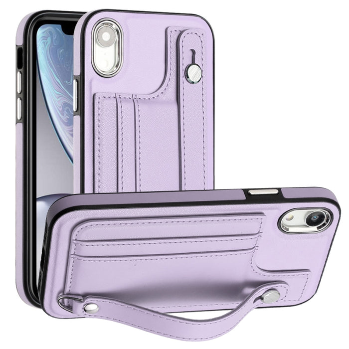 Estuche para teléfono de cuero a prueba de golpes con correa para la muñeca