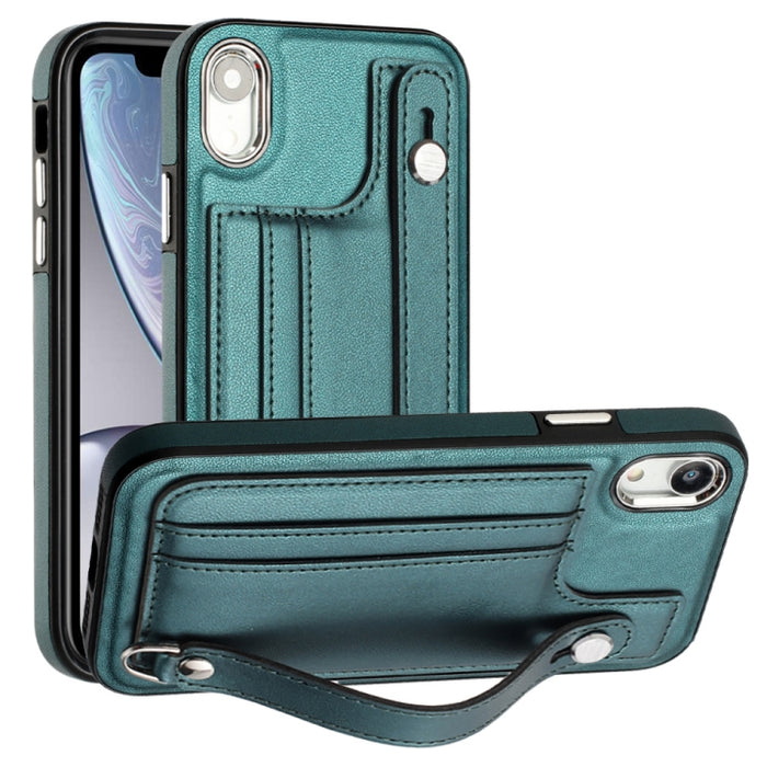 Estuche para teléfono de cuero a prueba de golpes con correa para la muñeca