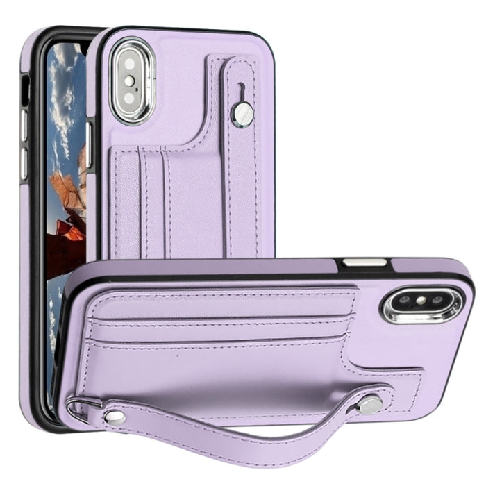 Estuche para teléfono de cuero a prueba de golpes con correa para la muñeca