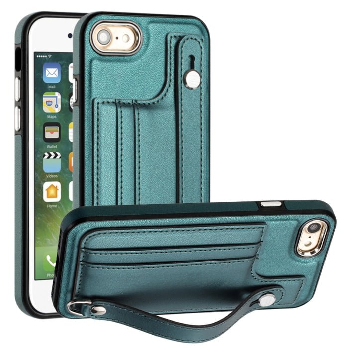 Estuche para teléfono de cuero a prueba de golpes con correa para la muñeca
