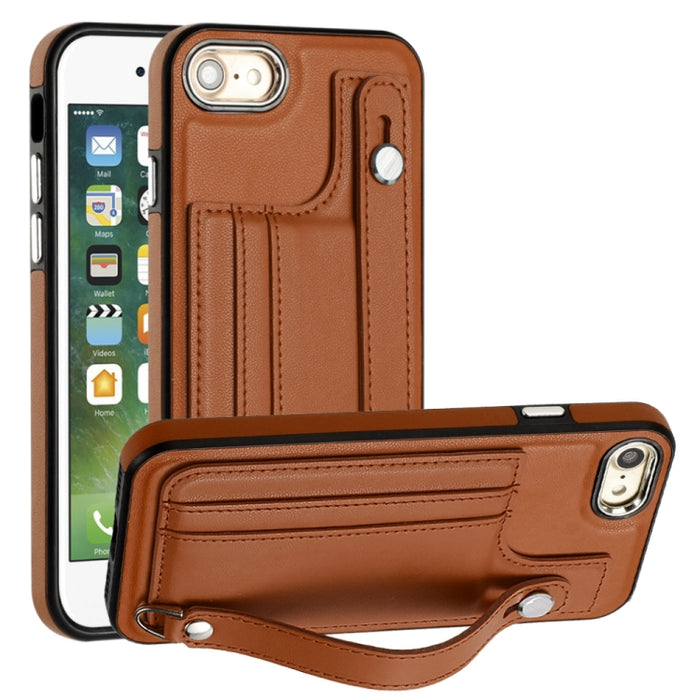 Estuche para teléfono de cuero a prueba de golpes con correa para la muñeca