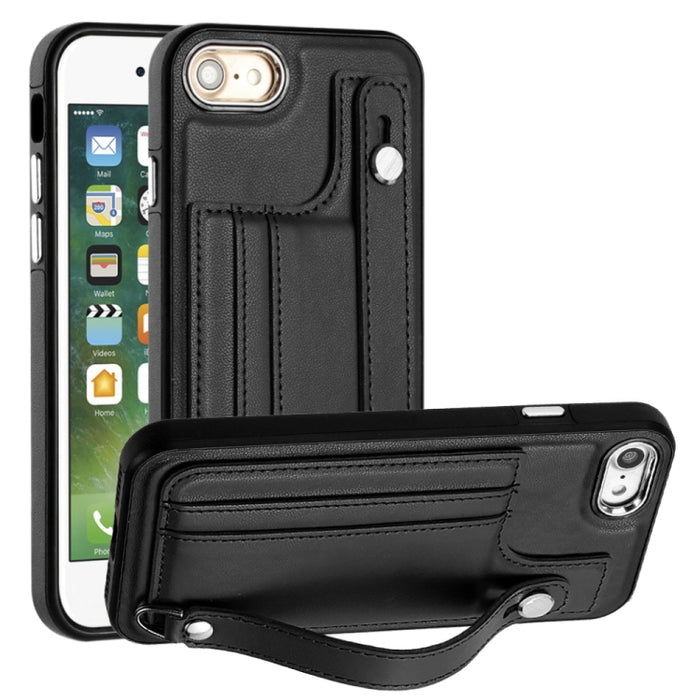 Estuche para teléfono de cuero a prueba de golpes con correa para la muñeca