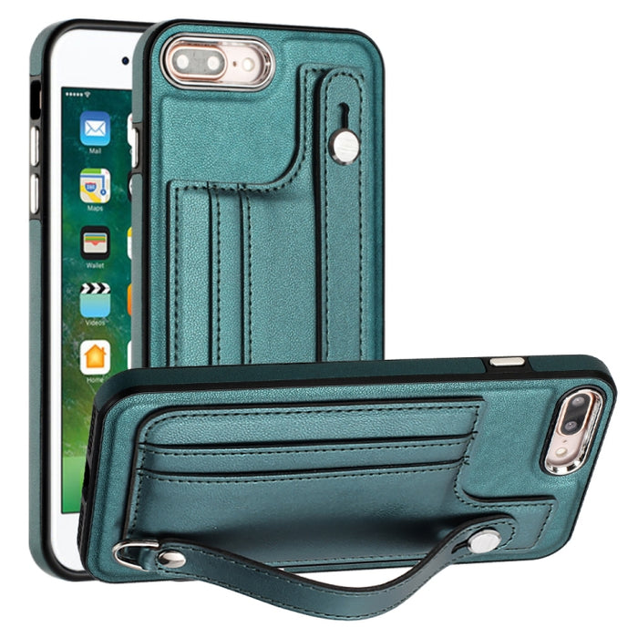 Estuche para teléfono de cuero a prueba de golpes con correa para la muñeca