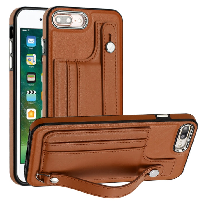 Estuche para teléfono de cuero a prueba de golpes con correa para la muñeca