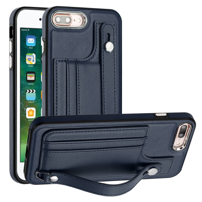 Estuche para teléfono de cuero a prueba de golpes con correa para la muñeca