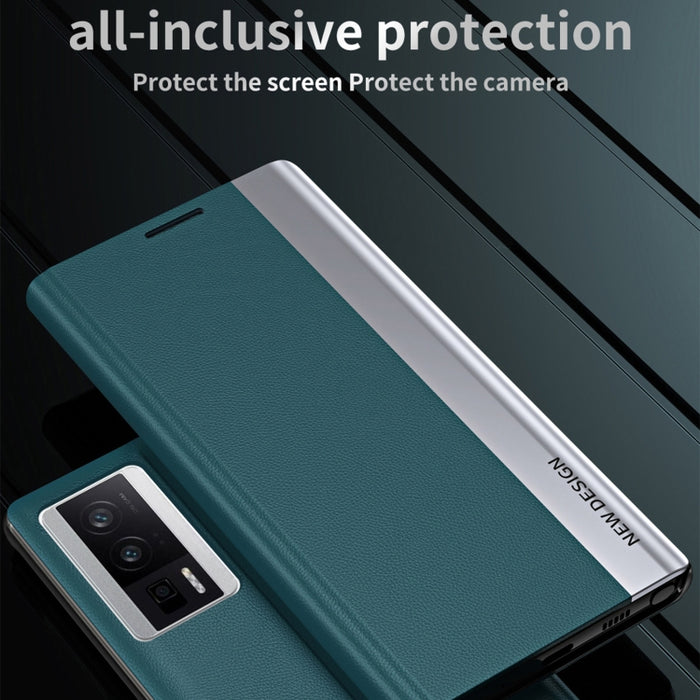 Caja de teléfono de cuero magnético galvanizado lateral lateral, For Xiaomi Poco F5 Pro, For Xiaomi Poco F5
