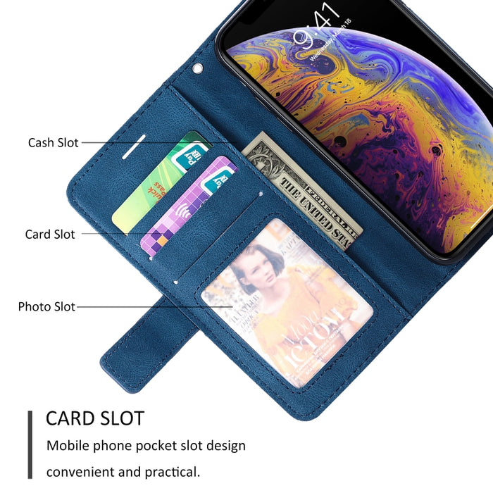 Estuche de cuero con tapa horizontal con empalme de sensación de piel con soporte y ranuras para tarjetas y billetera y marco de fotos, For iPhone XS / X, For iPhone 11, For iPhone 11 Pro, For iPhone 11 Pro Max, For iPhone SE 2022 / SE 2020 / 8 / 7    ...