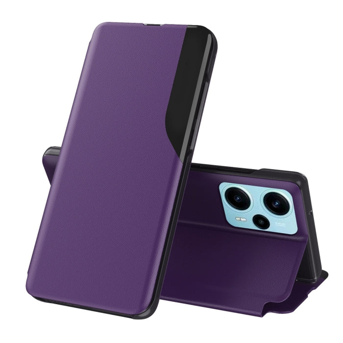 Caja de teléfono de cuero de adsorción de pantalla lateral, For Xiaomi Poco F5, For Xiaomi Poco F5 Pro