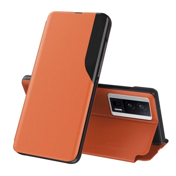Caja de teléfono de cuero de adsorción de pantalla lateral, For Xiaomi Poco F5, For Xiaomi Poco F5 Pro