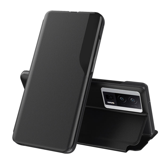 Caja de teléfono de cuero de adsorción de pantalla lateral, For Xiaomi Poco F5, For Xiaomi Poco F5 Pro