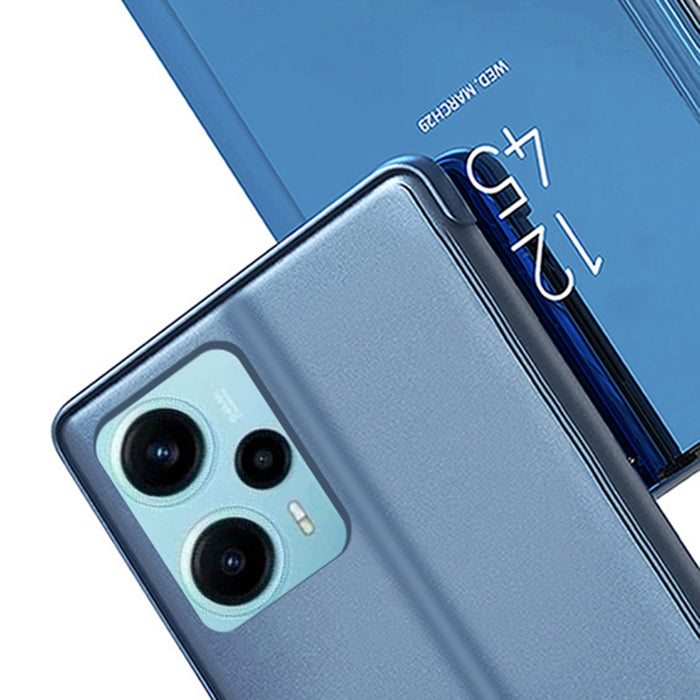 Estuche para teléfono de cuero con tapa y soporte de espejo plateado, For Xiaomi Poco F5, For Xiaomi Poco F5 Pro