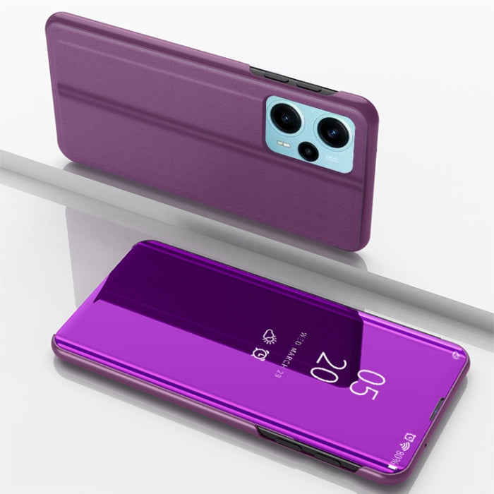 Estuche para teléfono de cuero con tapa y soporte de espejo plateado, For Xiaomi Poco F5, For Xiaomi Poco F5 Pro