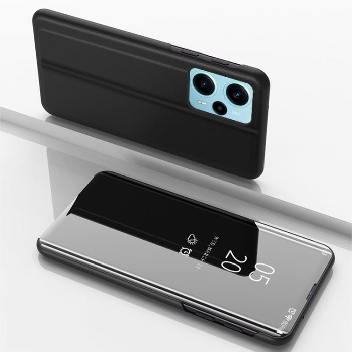 Estuche para teléfono de cuero con tapa y soporte de espejo plateado, For Xiaomi Poco F5, For Xiaomi Poco F5 Pro