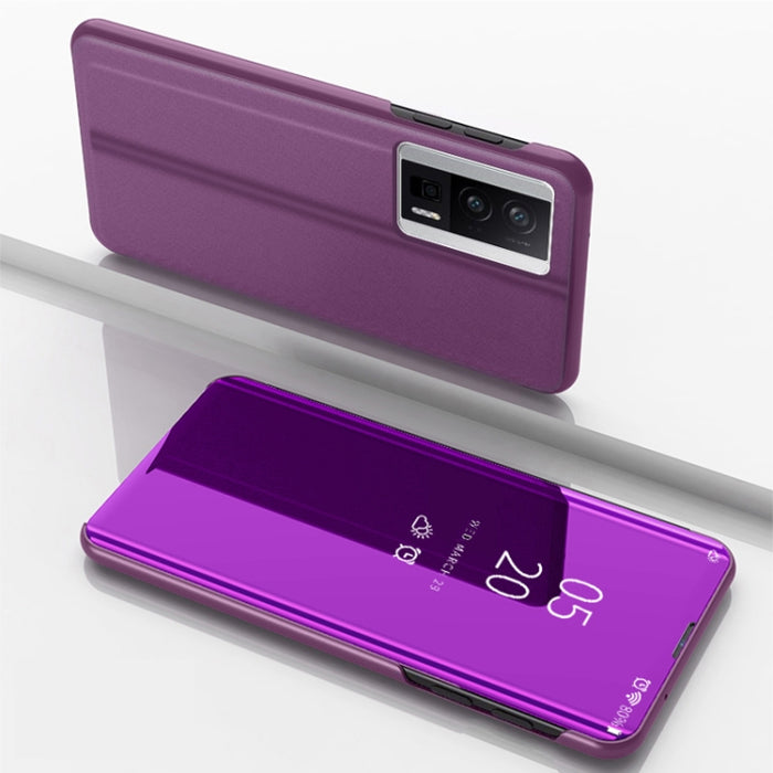 Estuche para teléfono de cuero con tapa y soporte de espejo plateado, For Xiaomi Poco F5, For Xiaomi Poco F5 Pro