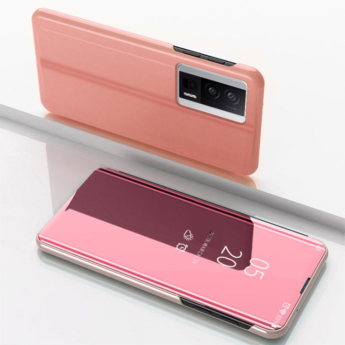Estuche para teléfono de cuero con tapa y soporte de espejo plateado, For Xiaomi Poco F5, For Xiaomi Poco F5 Pro