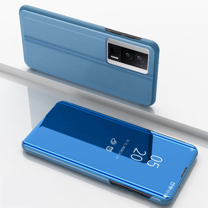 Estuche para teléfono de cuero con tapa y soporte de espejo plateado, For Xiaomi Poco F5, For Xiaomi Poco F5 Pro