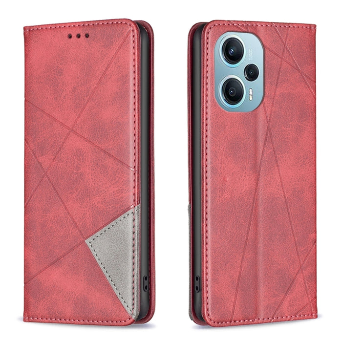 Estuche para teléfono de cuero magnético con textura de rombos, For Xiaomi Poco M6 4G / Redmi 13 4G, For Xiaomi Redmi Note 13 Pro 4G Global, For Xiaomi Poco M6 Pro 4G, For Xiaomi Redmi A3, For Xiaomi Redmi Note 13 4G Global, For Xiaomi Redmi K70E      ...