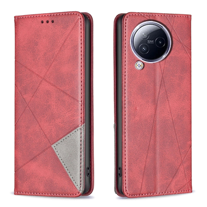 Estuche para teléfono de cuero magnético con textura de rombos, For Xiaomi Poco M6 4G / Redmi 13 4G, For Xiaomi Redmi Note 13 Pro 4G Global, For Xiaomi Poco M6 Pro 4G, For Xiaomi Redmi A3, For Xiaomi Redmi Note 13 4G Global, For Xiaomi Redmi K70E      ...