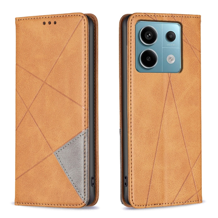 Estuche para teléfono de cuero magnético con textura de rombos, For Xiaomi Poco M6 4G / Redmi 13 4G, For Xiaomi Redmi Note 13 Pro 4G Global, For Xiaomi Poco M6 Pro 4G, For Xiaomi Redmi A3, For Xiaomi Redmi Note 13 4G Global, For Xiaomi Redmi K70E      ...