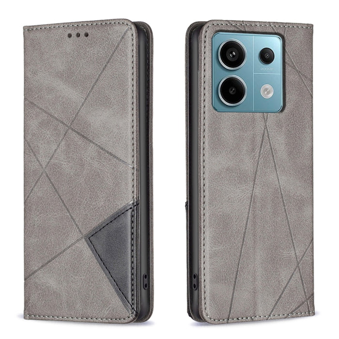Estuche para teléfono de cuero magnético con textura de rombos, For Xiaomi Poco M6 4G / Redmi 13 4G, For Xiaomi Redmi Note 13 Pro 4G Global, For Xiaomi Poco M6 Pro 4G, For Xiaomi Redmi A3, For Xiaomi Redmi Note 13 4G Global, For Xiaomi Redmi K70E      ...