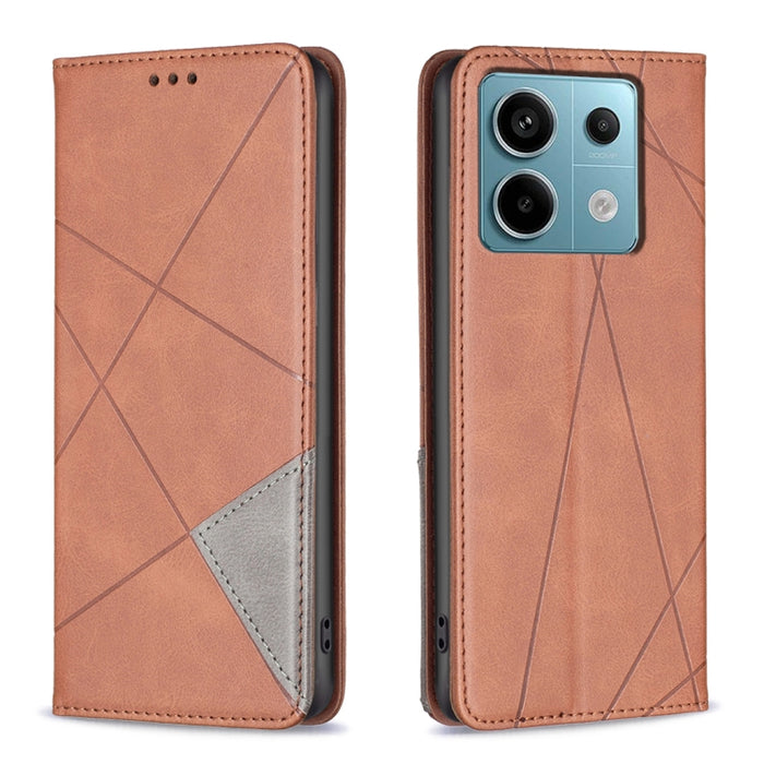 Estuche para teléfono de cuero magnético con textura de rombos, For Xiaomi Poco M6 4G / Redmi 13 4G, For Xiaomi Redmi Note 13 Pro 4G Global, For Xiaomi Poco M6 Pro 4G, For Xiaomi Redmi A3, For Xiaomi Redmi Note 13 4G Global, For Xiaomi Redmi K70E      ...
