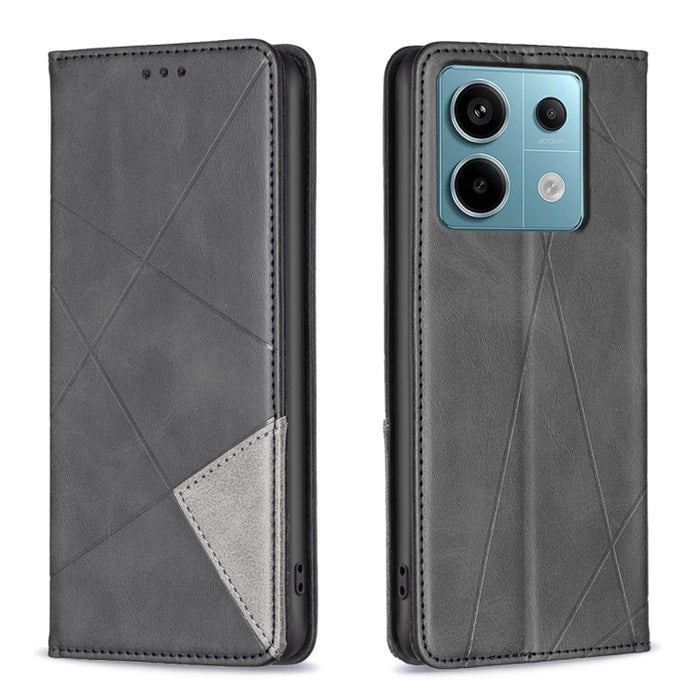 Estuche para teléfono de cuero magnético con textura de rombos, For Xiaomi Poco M6 4G / Redmi 13 4G, For Xiaomi Redmi Note 13 Pro 4G Global, For Xiaomi Poco M6 Pro 4G, For Xiaomi Redmi A3, For Xiaomi Redmi Note 13 4G Global, For Xiaomi Redmi K70E      ...