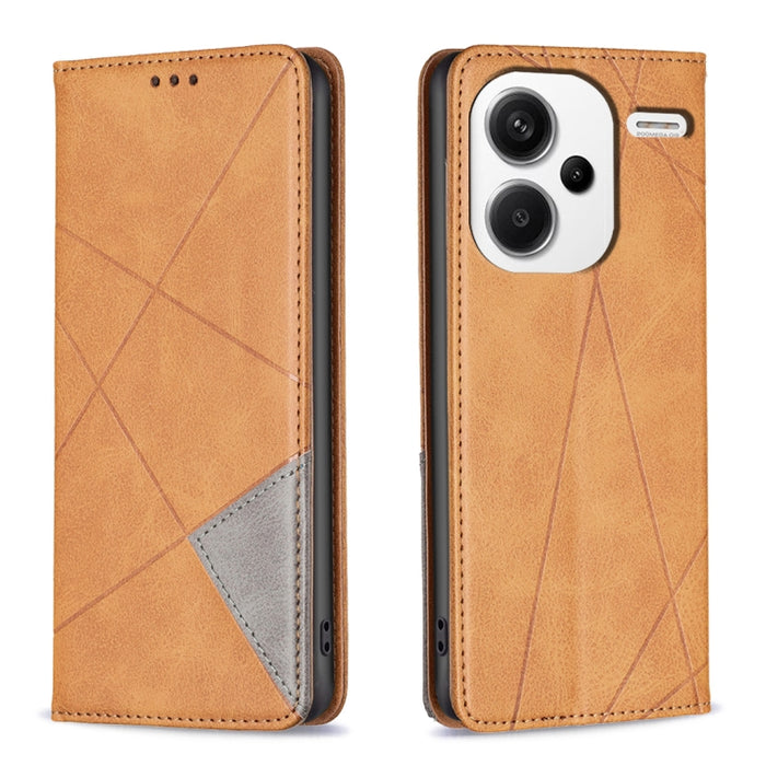 Estuche para teléfono de cuero magnético con textura de rombos, For Xiaomi Poco M6 4G / Redmi 13 4G, For Xiaomi Redmi Note 13 Pro 4G Global, For Xiaomi Poco M6 Pro 4G, For Xiaomi Redmi A3, For Xiaomi Redmi Note 13 4G Global, For Xiaomi Redmi K70E      ...