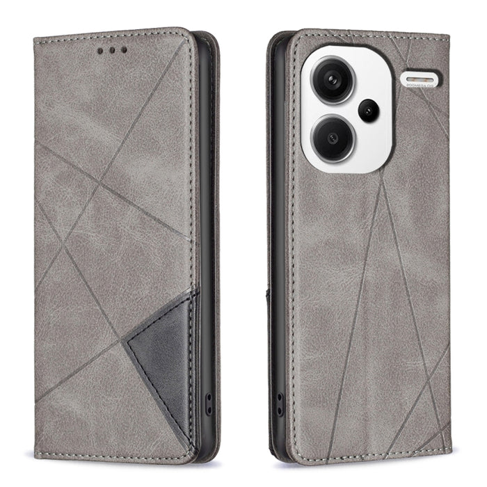 Estuche para teléfono de cuero magnético con textura de rombos, For Xiaomi Poco M6 4G / Redmi 13 4G, For Xiaomi Redmi Note 13 Pro 4G Global, For Xiaomi Poco M6 Pro 4G, For Xiaomi Redmi A3, For Xiaomi Redmi Note 13 4G Global, For Xiaomi Redmi K70E      ...