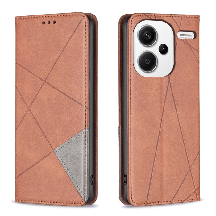 Estuche para teléfono de cuero magnético con textura de rombos, For Xiaomi Poco M6 4G / Redmi 13 4G, For Xiaomi Redmi Note 13 Pro 4G Global, For Xiaomi Poco M6 Pro 4G, For Xiaomi Redmi A3, For Xiaomi Redmi Note 13 4G Global, For Xiaomi Redmi K70E      ...