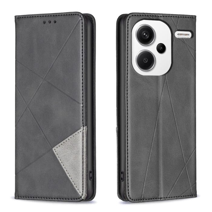 Estuche para teléfono de cuero magnético con textura de rombos, For Xiaomi Poco M6 4G / Redmi 13 4G, For Xiaomi Redmi Note 13 Pro 4G Global, For Xiaomi Poco M6 Pro 4G, For Xiaomi Redmi A3, For Xiaomi Redmi Note 13 4G Global, For Xiaomi Redmi K70E      ...