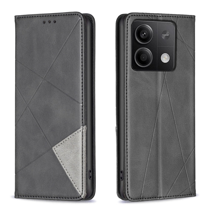 Estuche para teléfono de cuero magnético con textura de rombos, For Xiaomi Poco M6 4G / Redmi 13 4G, For Xiaomi Redmi Note 13 Pro 4G Global, For Xiaomi Poco M6 Pro 4G, For Xiaomi Redmi A3, For Xiaomi Redmi Note 13 4G Global, For Xiaomi Redmi K70E      ...