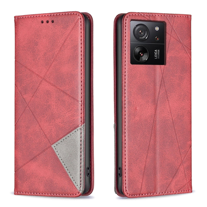 Estuche para teléfono de cuero magnético con textura de rombos, For Xiaomi Poco M6 4G / Redmi 13 4G, For Xiaomi Redmi Note 13 Pro 4G Global, For Xiaomi Poco M6 Pro 4G, For Xiaomi Redmi A3, For Xiaomi Redmi Note 13 4G Global, For Xiaomi Redmi K70E      ...