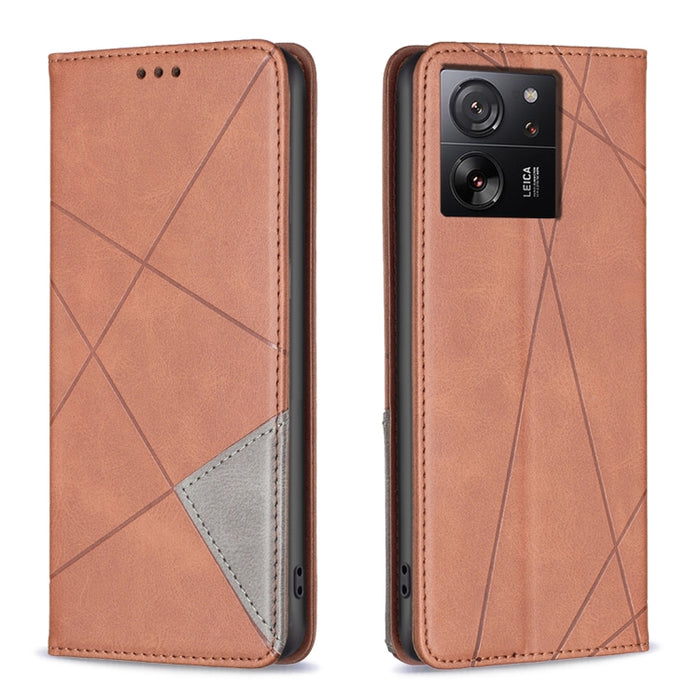 Estuche para teléfono de cuero magnético con textura de rombos, For Xiaomi Poco M6 4G / Redmi 13 4G, For Xiaomi Redmi Note 13 Pro 4G Global, For Xiaomi Poco M6 Pro 4G, For Xiaomi Redmi A3, For Xiaomi Redmi Note 13 4G Global, For Xiaomi Redmi K70E      ...