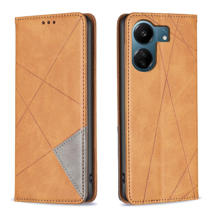 Estuche para teléfono de cuero magnético con textura de rombos, For Xiaomi Poco M6 4G / Redmi 13 4G, For Xiaomi Redmi Note 13 Pro 4G Global, For Xiaomi Poco M6 Pro 4G, For Xiaomi Redmi A3, For Xiaomi Redmi Note 13 4G Global, For Xiaomi Redmi K70E      ...