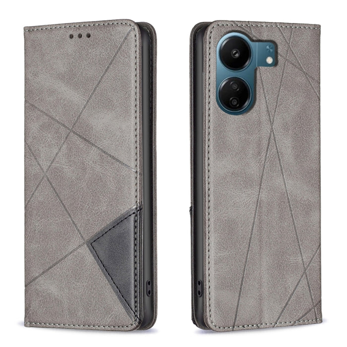 Estuche para teléfono de cuero magnético con textura de rombos, For Xiaomi Poco M6 4G / Redmi 13 4G, For Xiaomi Redmi Note 13 Pro 4G Global, For Xiaomi Poco M6 Pro 4G, For Xiaomi Redmi A3, For Xiaomi Redmi Note 13 4G Global, For Xiaomi Redmi K70E      ...