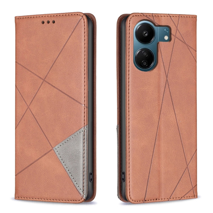 Estuche para teléfono de cuero magnético con textura de rombos, For Xiaomi Poco M6 4G / Redmi 13 4G, For Xiaomi Redmi Note 13 Pro 4G Global, For Xiaomi Poco M6 Pro 4G, For Xiaomi Redmi A3, For Xiaomi Redmi Note 13 4G Global, For Xiaomi Redmi K70E      ...
