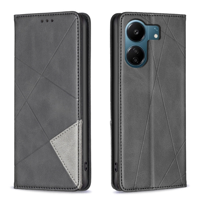 Estuche para teléfono de cuero magnético con textura de rombos, For Xiaomi Poco M6 4G / Redmi 13 4G, For Xiaomi Redmi Note 13 Pro 4G Global, For Xiaomi Poco M6 Pro 4G, For Xiaomi Redmi A3, For Xiaomi Redmi Note 13 4G Global, For Xiaomi Redmi K70E      ...
