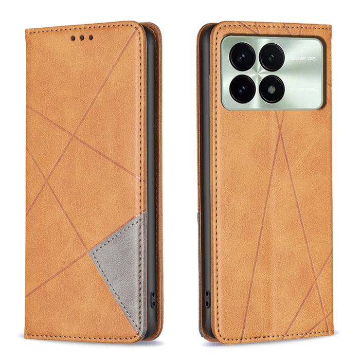 Estuche para teléfono de cuero magnético con textura de rombos, For Xiaomi Poco M6 4G / Redmi 13 4G, For Xiaomi Redmi Note 13 Pro 4G Global, For Xiaomi Poco M6 Pro 4G, For Xiaomi Redmi A3, For Xiaomi Redmi Note 13 4G Global, For Xiaomi Redmi K70E      ...