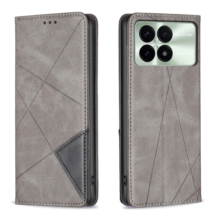 Estuche para teléfono de cuero magnético con textura de rombos, For Xiaomi Poco M6 4G / Redmi 13 4G, For Xiaomi Redmi Note 13 Pro 4G Global, For Xiaomi Poco M6 Pro 4G, For Xiaomi Redmi A3, For Xiaomi Redmi Note 13 4G Global, For Xiaomi Redmi K70E      ...