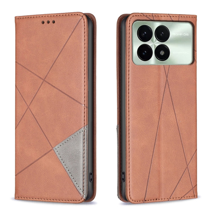 Estuche para teléfono de cuero magnético con textura de rombos, For Xiaomi Poco M6 4G / Redmi 13 4G, For Xiaomi Redmi Note 13 Pro 4G Global, For Xiaomi Poco M6 Pro 4G, For Xiaomi Redmi A3, For Xiaomi Redmi Note 13 4G Global, For Xiaomi Redmi K70E      ...