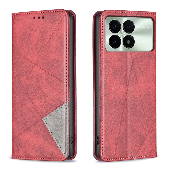 Estuche para teléfono de cuero magnético con textura de rombos, For Xiaomi Poco M6 4G / Redmi 13 4G, For Xiaomi Redmi Note 13 Pro 4G Global, For Xiaomi Poco M6 Pro 4G, For Xiaomi Redmi A3, For Xiaomi Redmi Note 13 4G Global, For Xiaomi Redmi K70E      ...