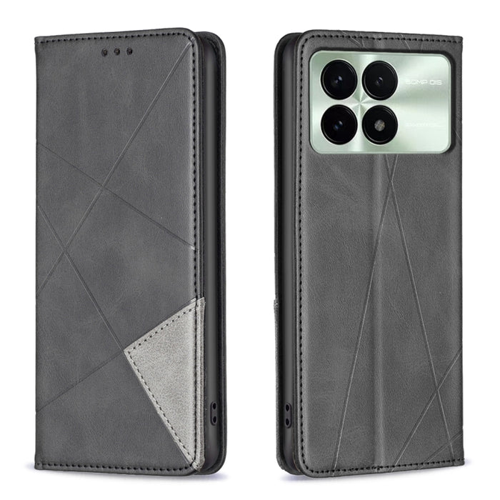Estuche para teléfono de cuero magnético con textura de rombos, For Xiaomi Poco M6 4G / Redmi 13 4G, For Xiaomi Redmi Note 13 Pro 4G Global, For Xiaomi Poco M6 Pro 4G, For Xiaomi Redmi A3, For Xiaomi Redmi Note 13 4G Global, For Xiaomi Redmi K70E      ...