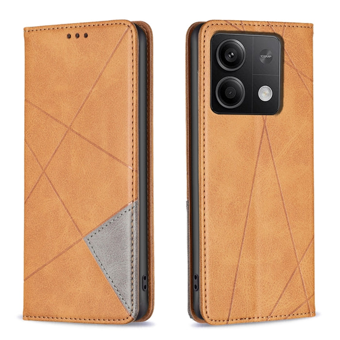 Estuche para teléfono de cuero magnético con textura de rombos, For Xiaomi Poco M6 4G / Redmi 13 4G, For Xiaomi Redmi Note 13 Pro 4G Global, For Xiaomi Poco M6 Pro 4G, For Xiaomi Redmi A3, For Xiaomi Redmi Note 13 4G Global, For Xiaomi Redmi K70E      ...