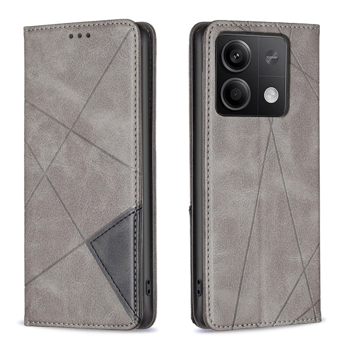 Estuche para teléfono de cuero magnético con textura de rombos, For Xiaomi Poco M6 4G / Redmi 13 4G, For Xiaomi Redmi Note 13 Pro 4G Global, For Xiaomi Poco M6 Pro 4G, For Xiaomi Redmi A3, For Xiaomi Redmi Note 13 4G Global, For Xiaomi Redmi K70E      ...
