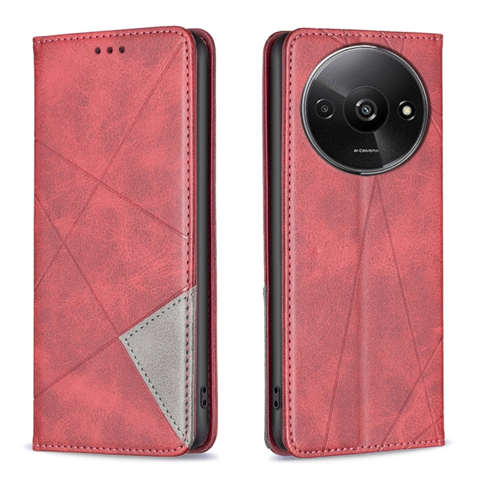 Estuche para teléfono de cuero magnético con textura de rombos, For Xiaomi Poco M6 4G / Redmi 13 4G, For Xiaomi Redmi Note 13 Pro 4G Global, For Xiaomi Poco M6 Pro 4G, For Xiaomi Redmi A3, For Xiaomi Redmi Note 13 4G Global, For Xiaomi Redmi K70E      ...